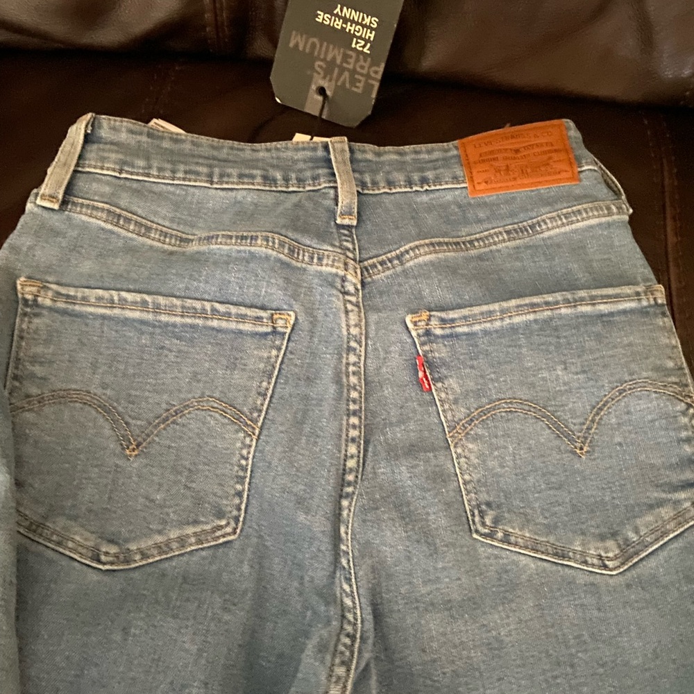 Levi's Premium 721 High-Rise Skinny Jeans in Light Blue